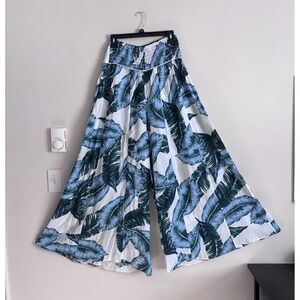 True Destinations Resort Wear Size Large Palazzo Ultra Wide Leg Pants Tropical